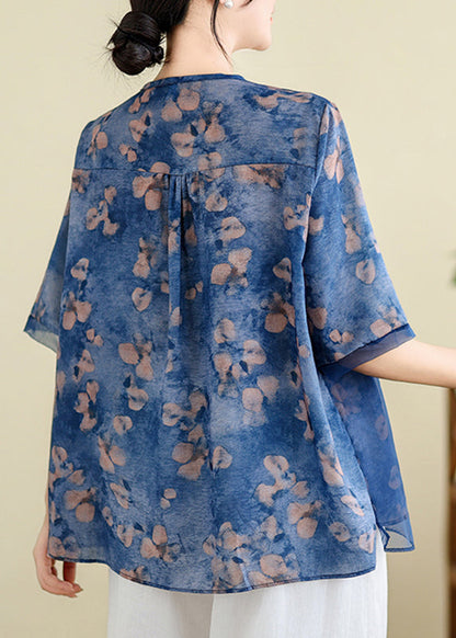 Blue Embroidered T Shirts Summer