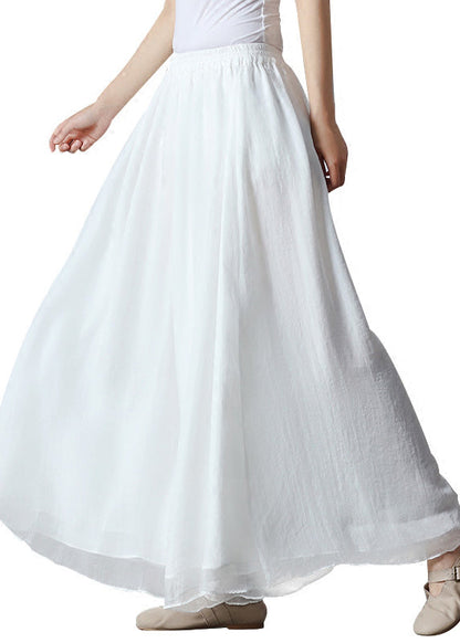 White Elastic Waist Silk Wide Leg Pants Fall