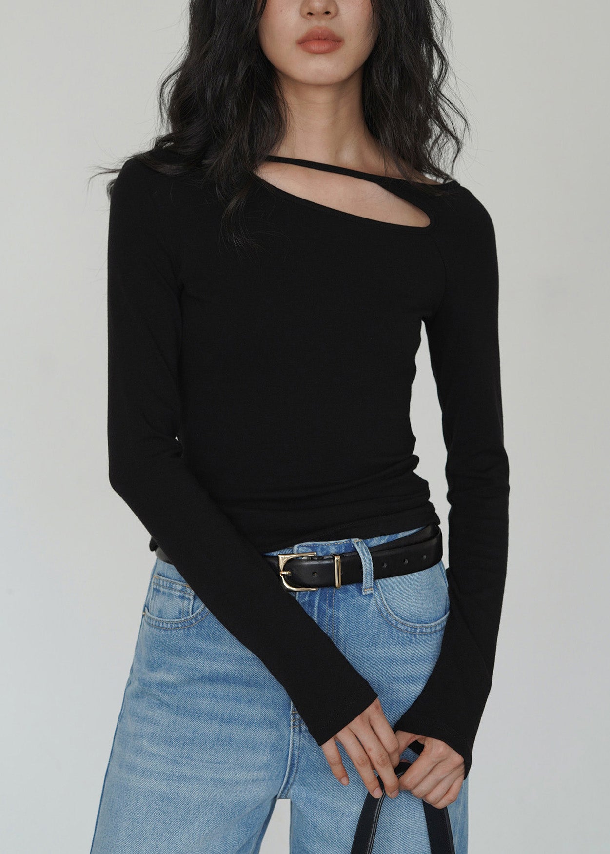 Red O Neck Hollow Out Cotton T Shirt Top Spring