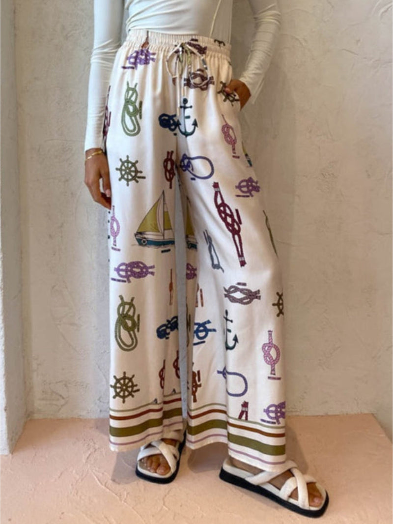 Nautical Hand-drawn Motifs Pants