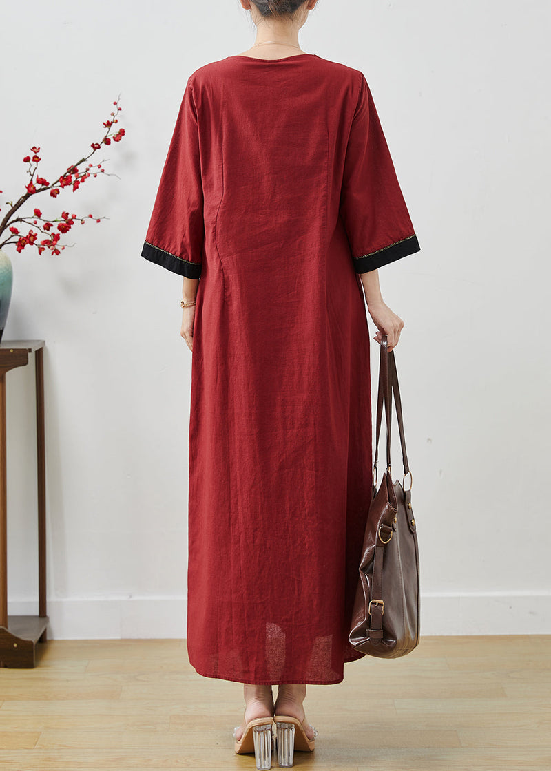 Mulberry Embroidered Tasseled Linen Holiday Dress Summer