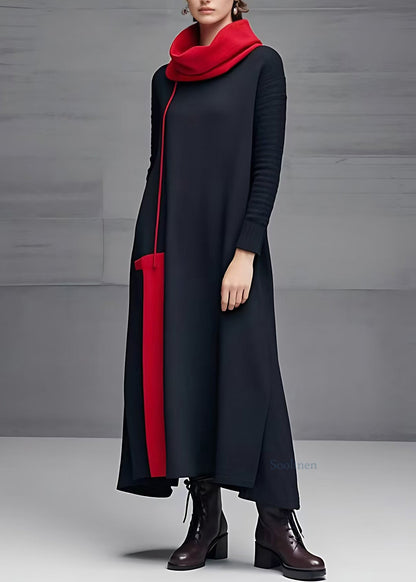 Black Turtleneck Long Dresses Long Sleeve