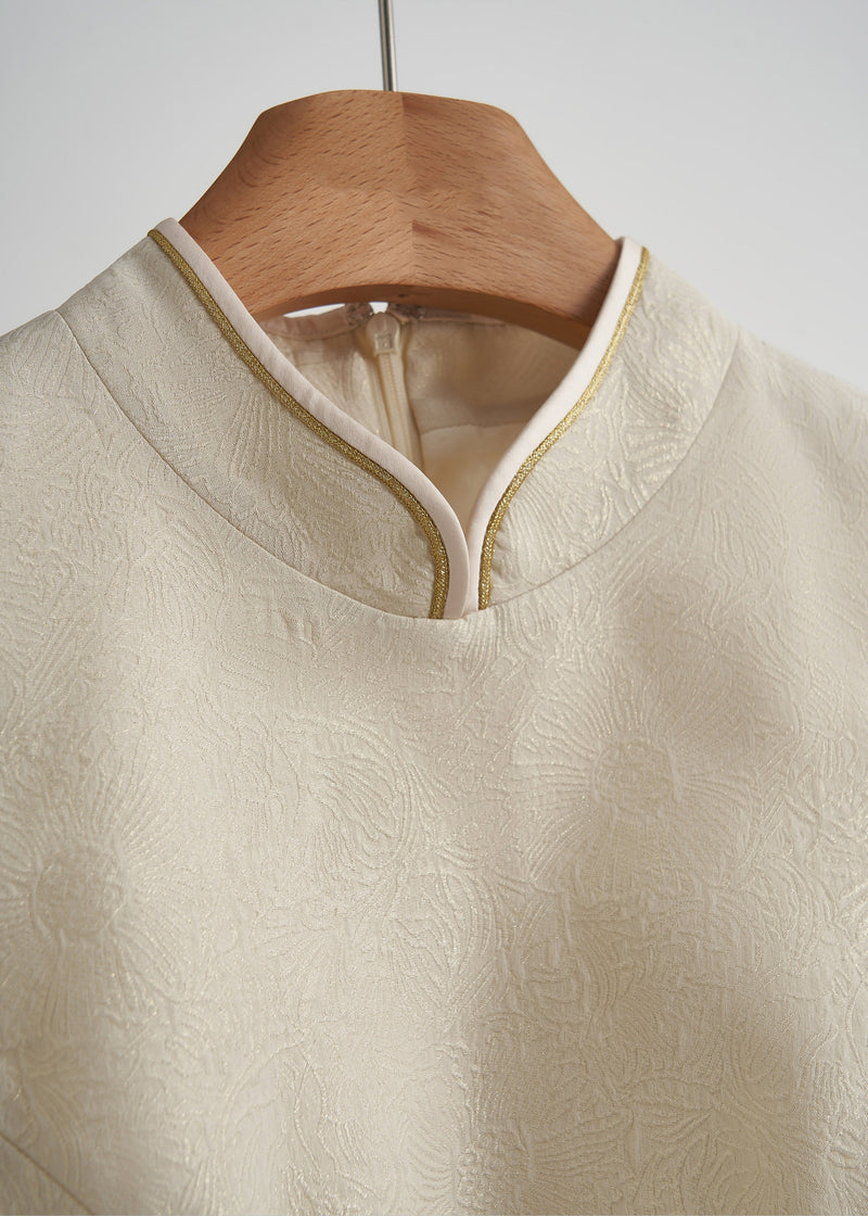 Beige Chinese Button Hollow Out Oriental Vests Fall