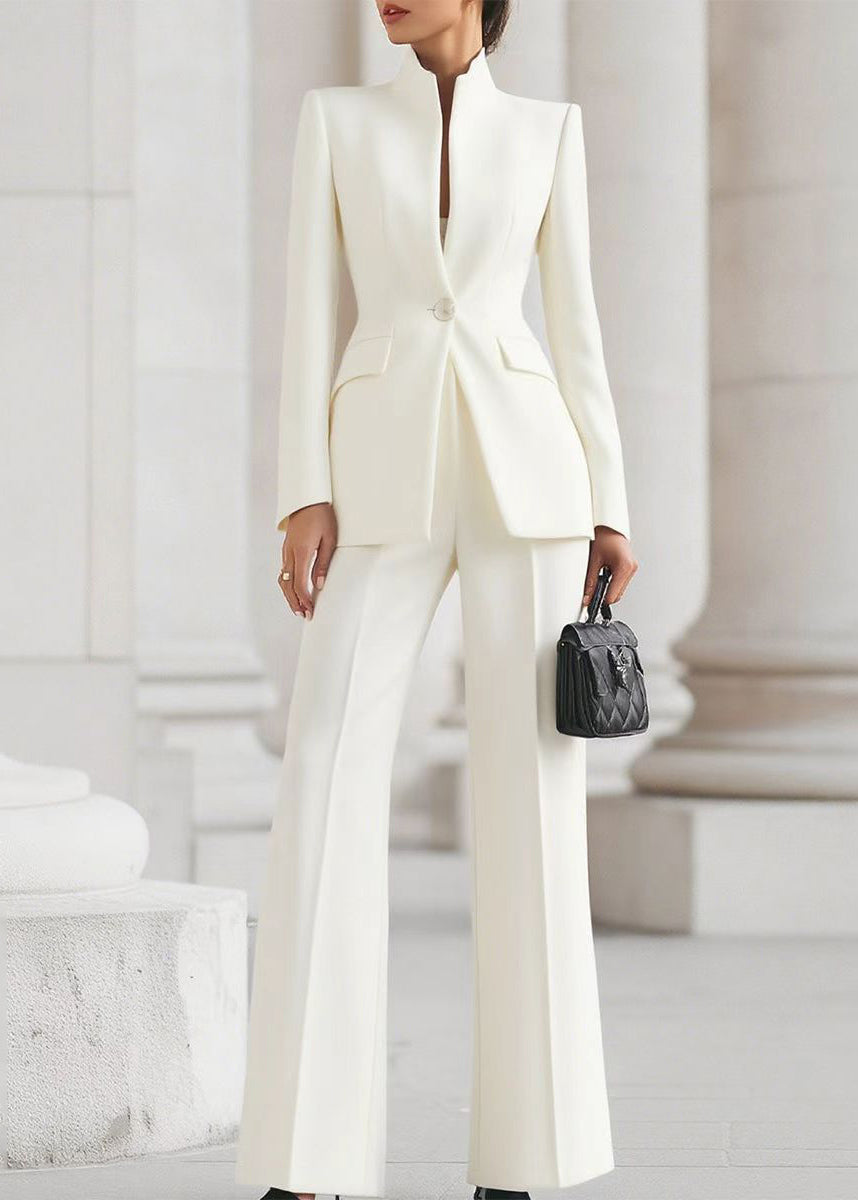 Navy Button Suit Coat and Pants Two Piece Set Fall