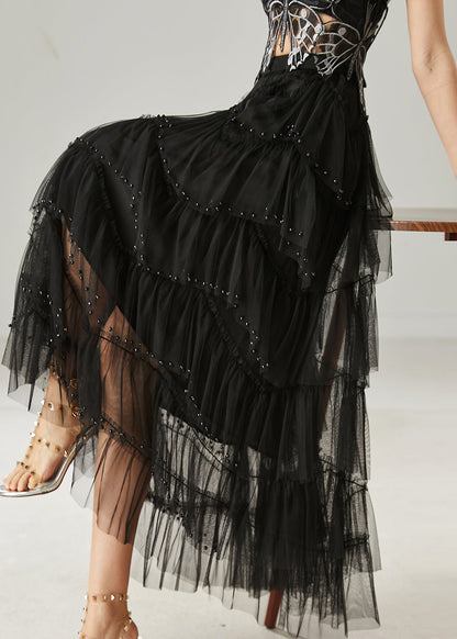 Black Layered Tulle a Line Skirt Exra Large Hem Summer