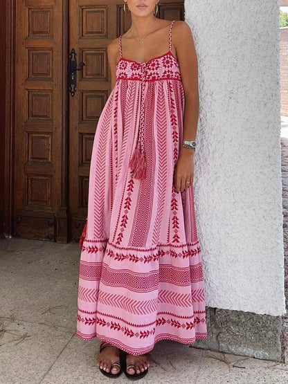 Crochet Patchwork Style Knitted Slip Maxi Dress