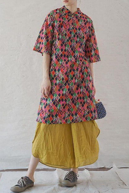 Geometric Split Hem Midi Dress