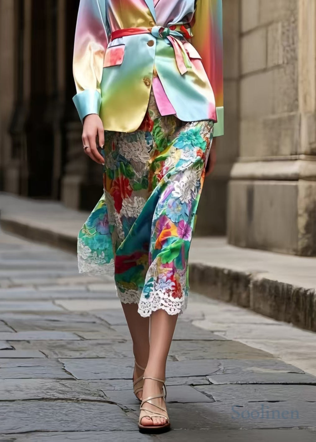 Rainbow Jacquard Lace Holiday Skirts Summer