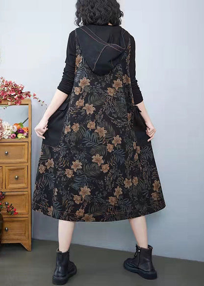 Denim Print Pockets Dress Summer Cotton Dress