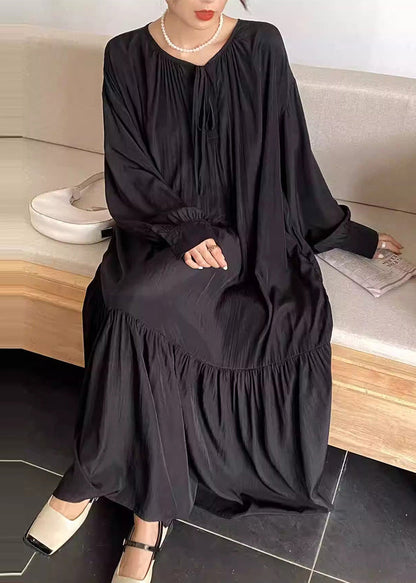 Black Oversized Cotton Maxi Dress Spring