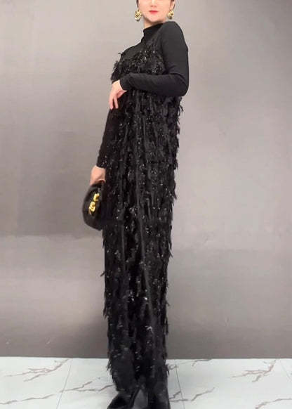Mulberry Tassel Top and Maxi Dress Two Pieces Set Fall