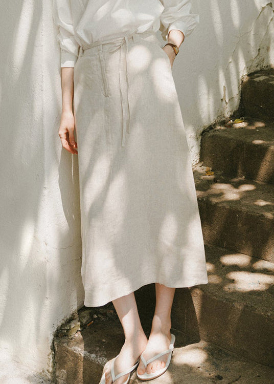 Japanese and Korean Lace Up Linen Skirt Summer