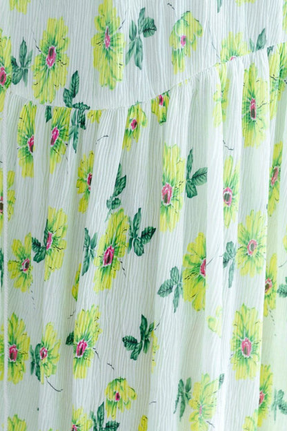 Green a Little Flower Holiday Summer Dresses Clothing Q