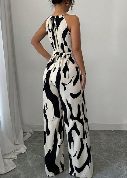European and American Style Zebra Pattern Strap Jumpsuit