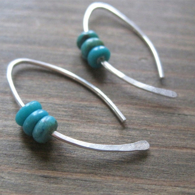 Blue Opal Earrings in Silver
