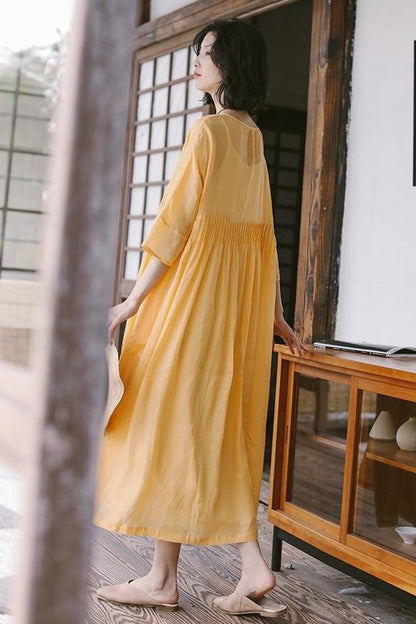 Summer Thin Linen Loose Dresses Outfits