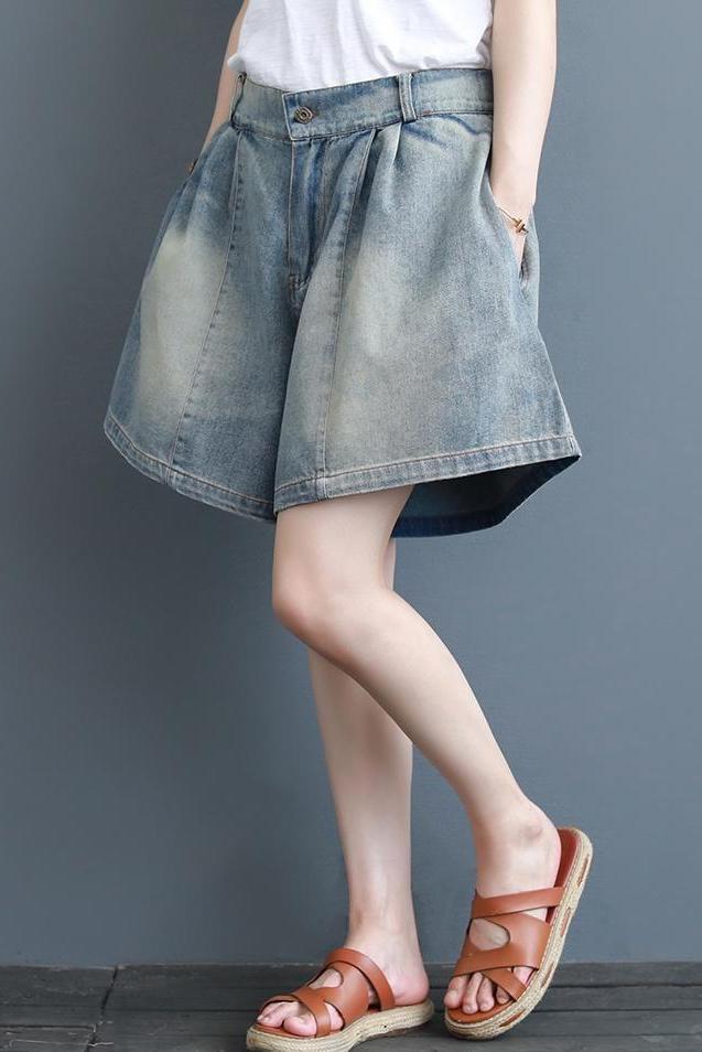 Summer Blue Denim Shorts Loose Cowboy Short Pants