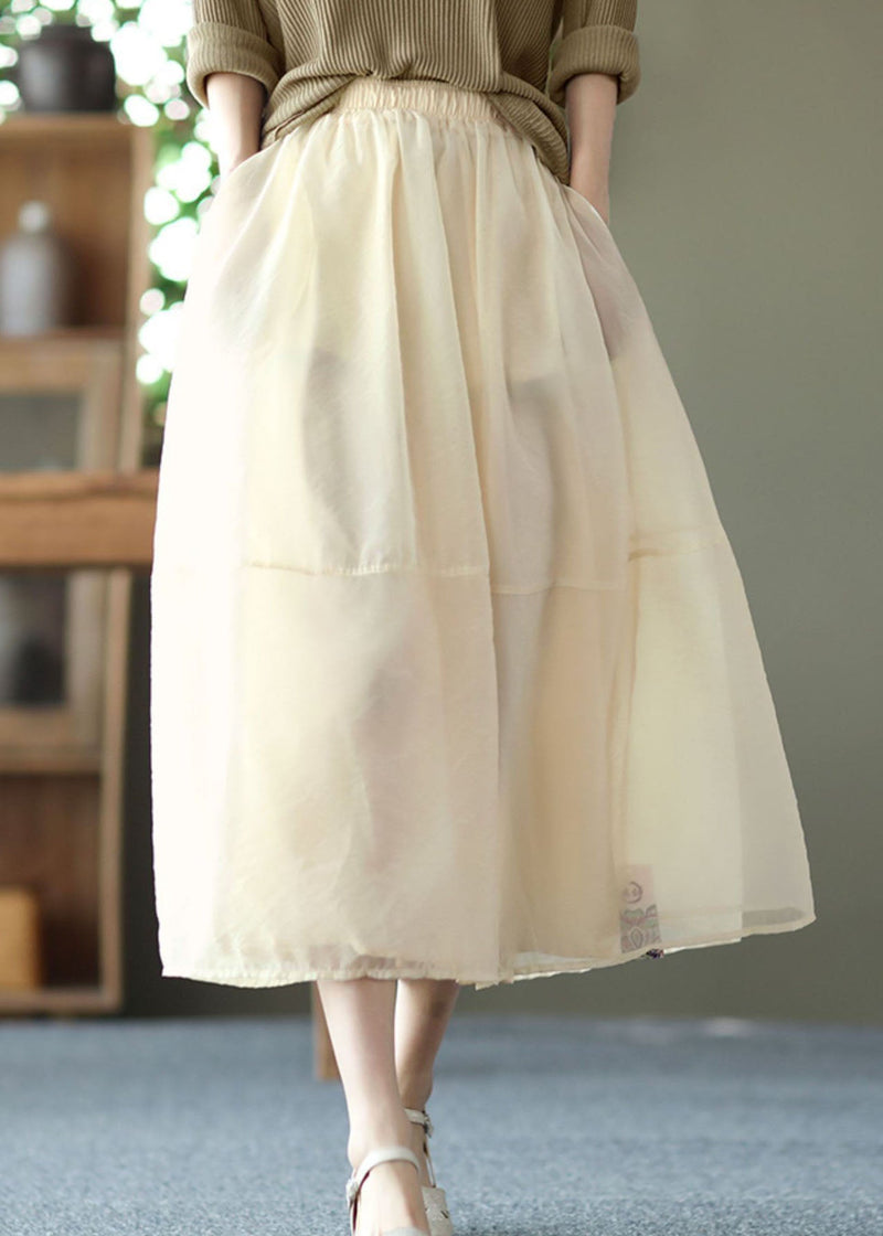 Apricot Patchwork Tulle a Line Skirt Summer