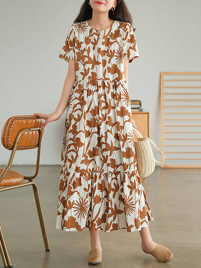 100% Cotton O-neck Dress
