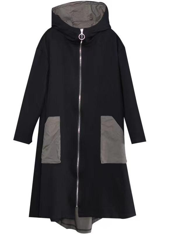 Loose A-line Split-joint Hooded Coat