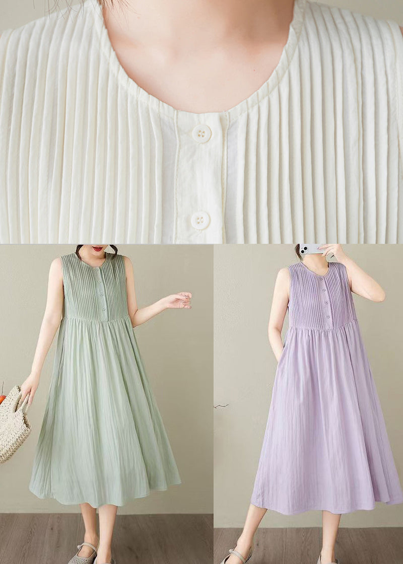 Lavender Wrinkled Cotton Robe Dresses Sleeveless