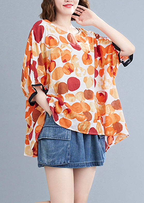 Orange Dot Print T Shirt Summer