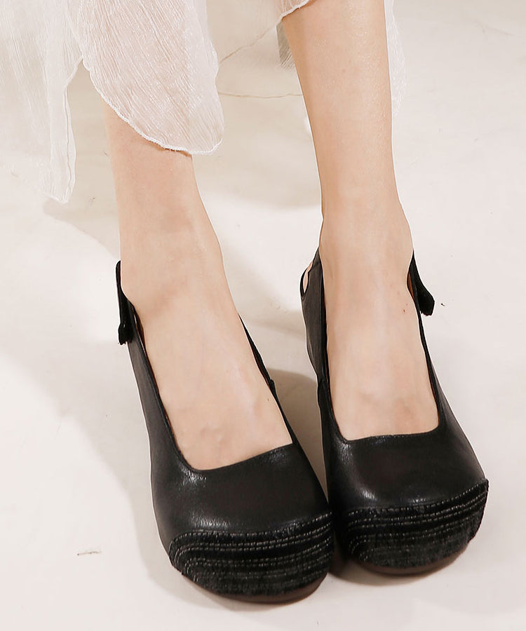 Khaki Splicing Buckle Strap Wedge Sandals