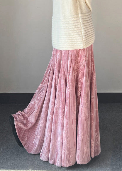 Jacquard Exra Large Hem Silk Velvet Skirt Spring
