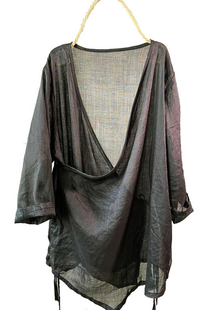 Fall New Retro Lace-up Cotton Linen Shirt