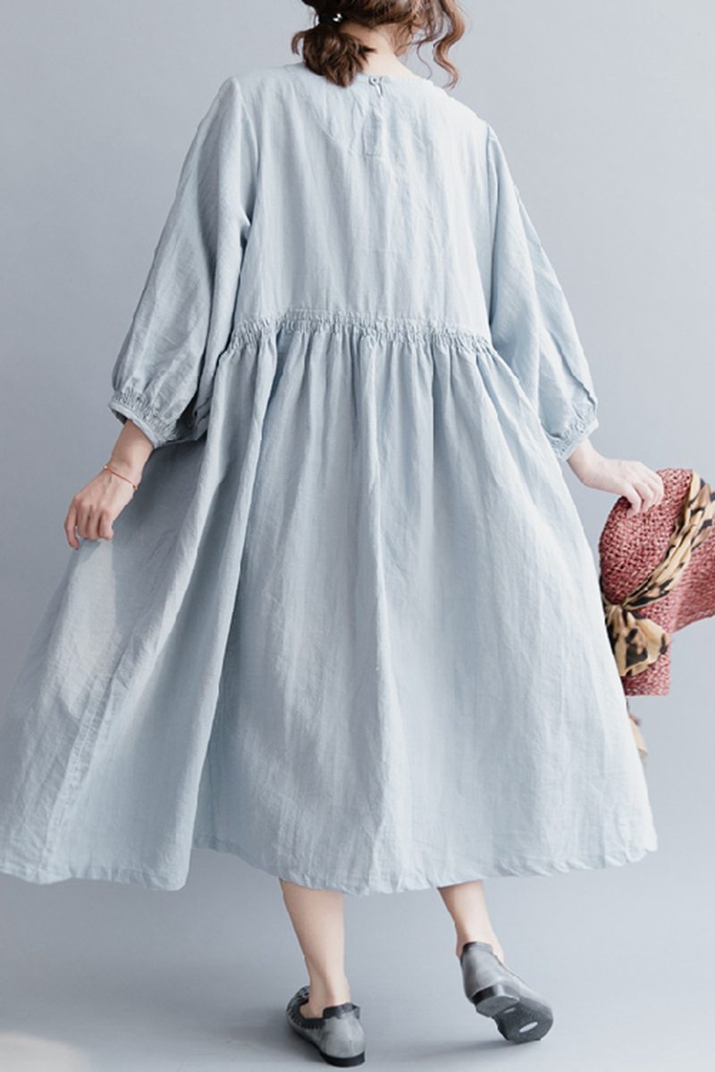 Long Dresses Cotton Linen Loose Lady Dress