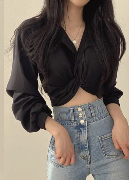Unique White Peter Pan Collar Shirts Lantern Sleeve