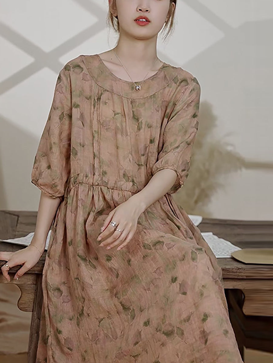 Summer Flower Ramie Dress