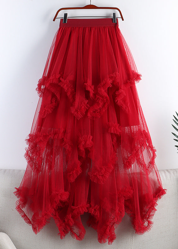 Organic Purple Elastic Waist Tulle a Line Skirts Spring