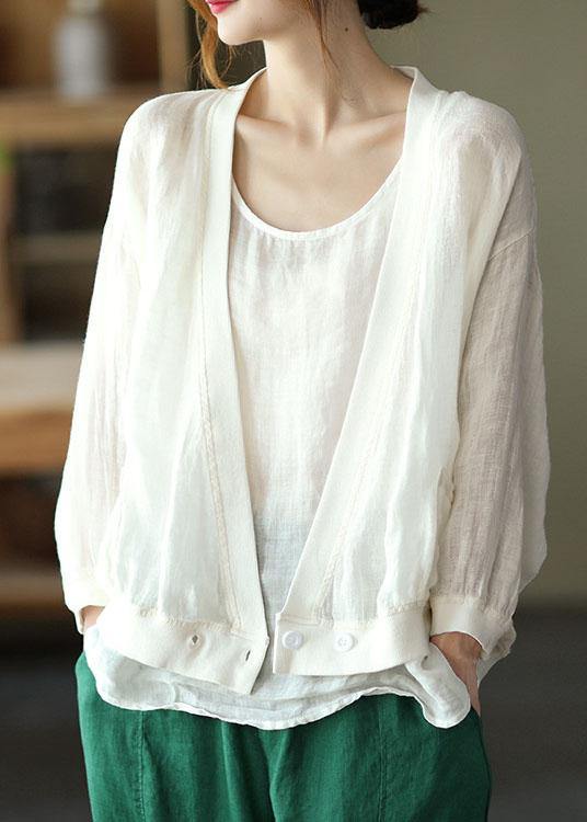 Green Loose Retro V Neck Fall Blouses Long Sleeve