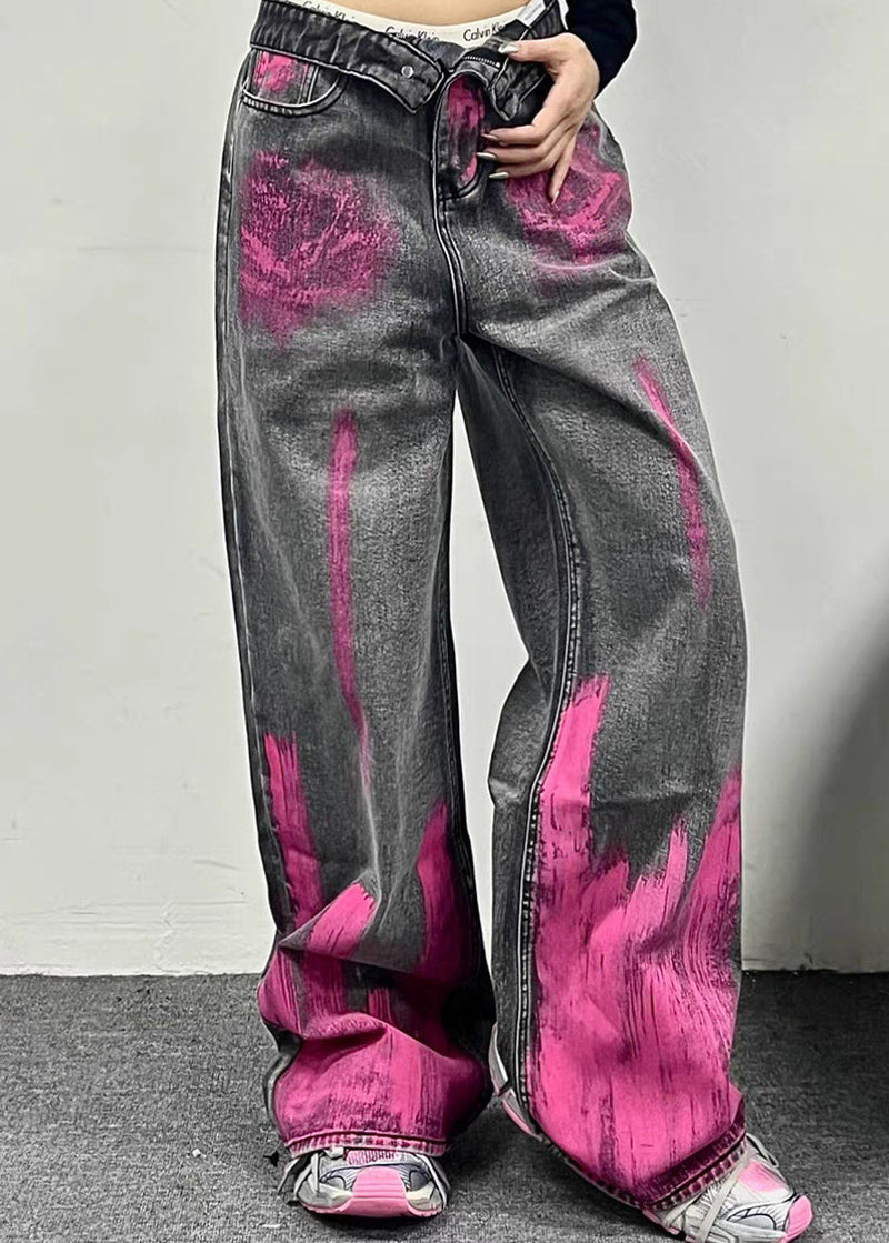 Grey Tie Dye Original Design Denim Pants Fall