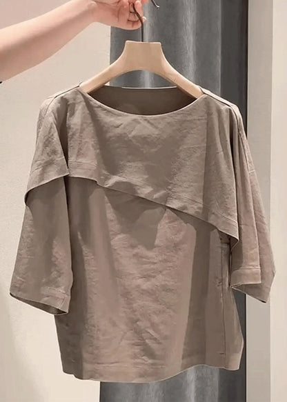 Simple Blue O-neck Cotton T Shirt Half Sleeve