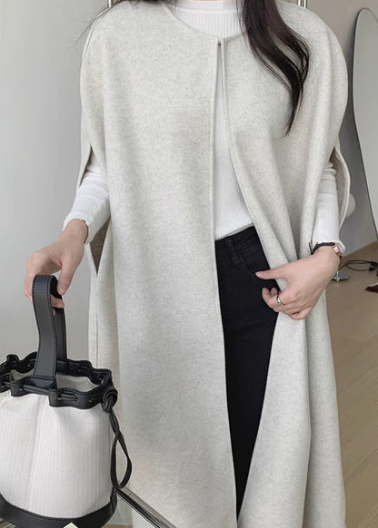 Black Oversized Pockets Woolen Coats Sleeveless