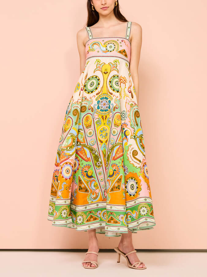 Fashionable Unique Holiday Print Midi Dress