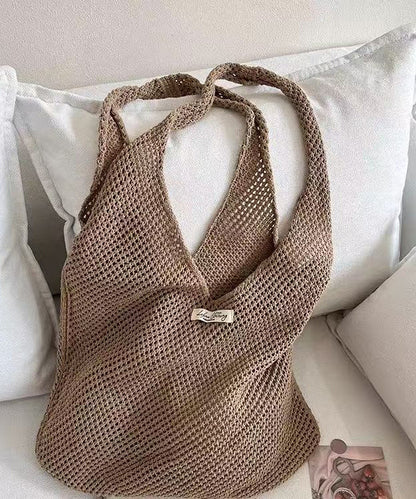 Handmade Red Hollow Out Knit Shoulder Bags