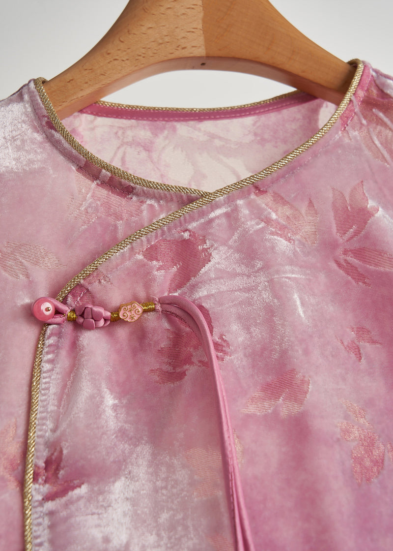 Diy Rose Tasseled Jacquard Silk Velour Shirts Fall