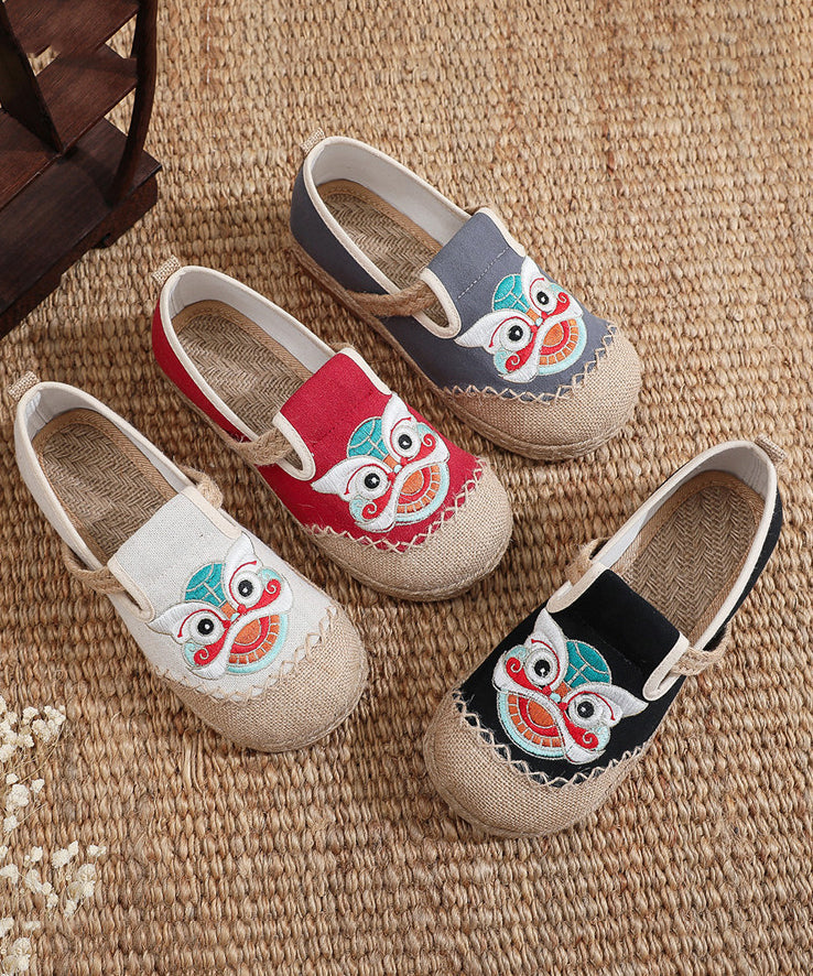 Black Comfy Embroidery Flat Feet Shoes