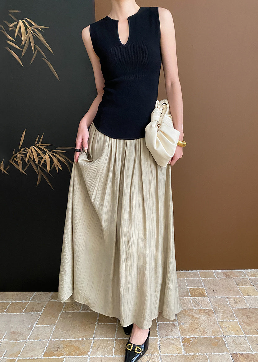 Apricot Exra Large Hem Pleated Skirt Spring