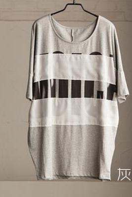 White/black/gray Organic Big Letter T-shirt Causel Matching Blouse Outfits
