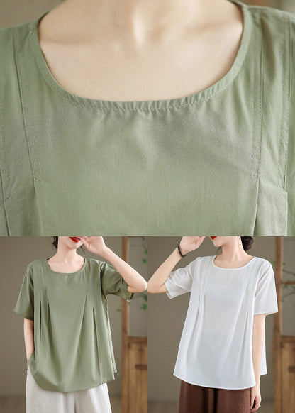 White O-neck Top Short Sleeve