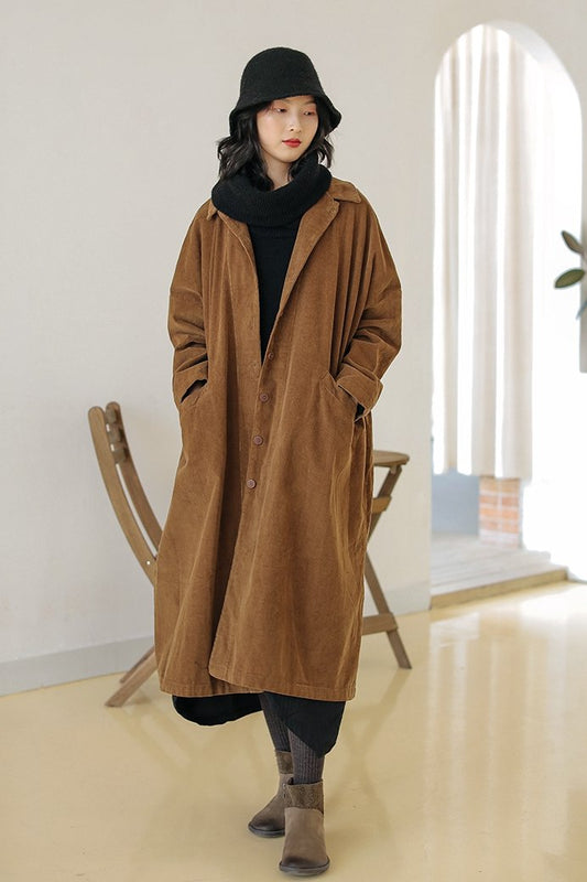 Loose Corduroy Coat for