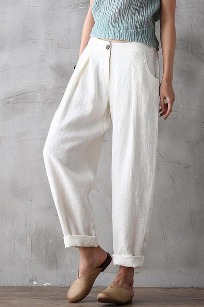 Cotton Linen Trousers Pencil Pants