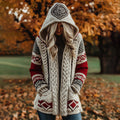 Women's Classic Celtic Knot Jacquard Contrast Print Knit Hoodie artswardrobe