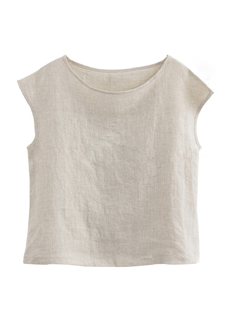 Simple O Neck Linen T Shirt Top Summer