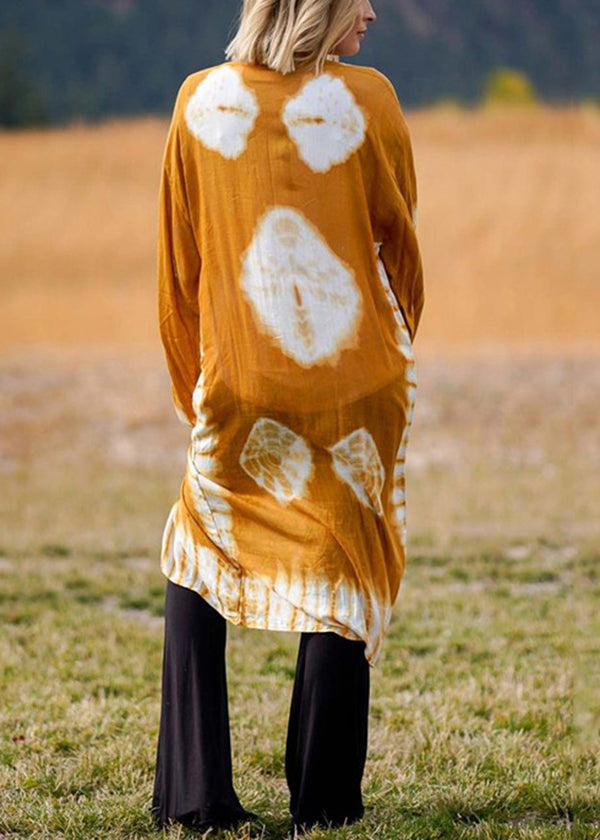 Black V Neck Tie Dye Chiffon Cardigan Summer