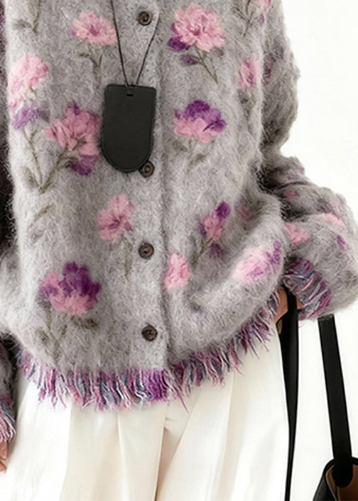 Art Purple Tasseled Cozy Knit Coats Spring